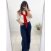 Kırmızı Detaylı Basic Oversize Tişört