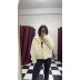 Ekru Oversize Kaşe Bomber Ceket
