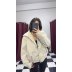 Ekru Oversize Kaşe Bomber Ceket