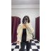 Ekru Oversize Kaşe Bomber Ceket
