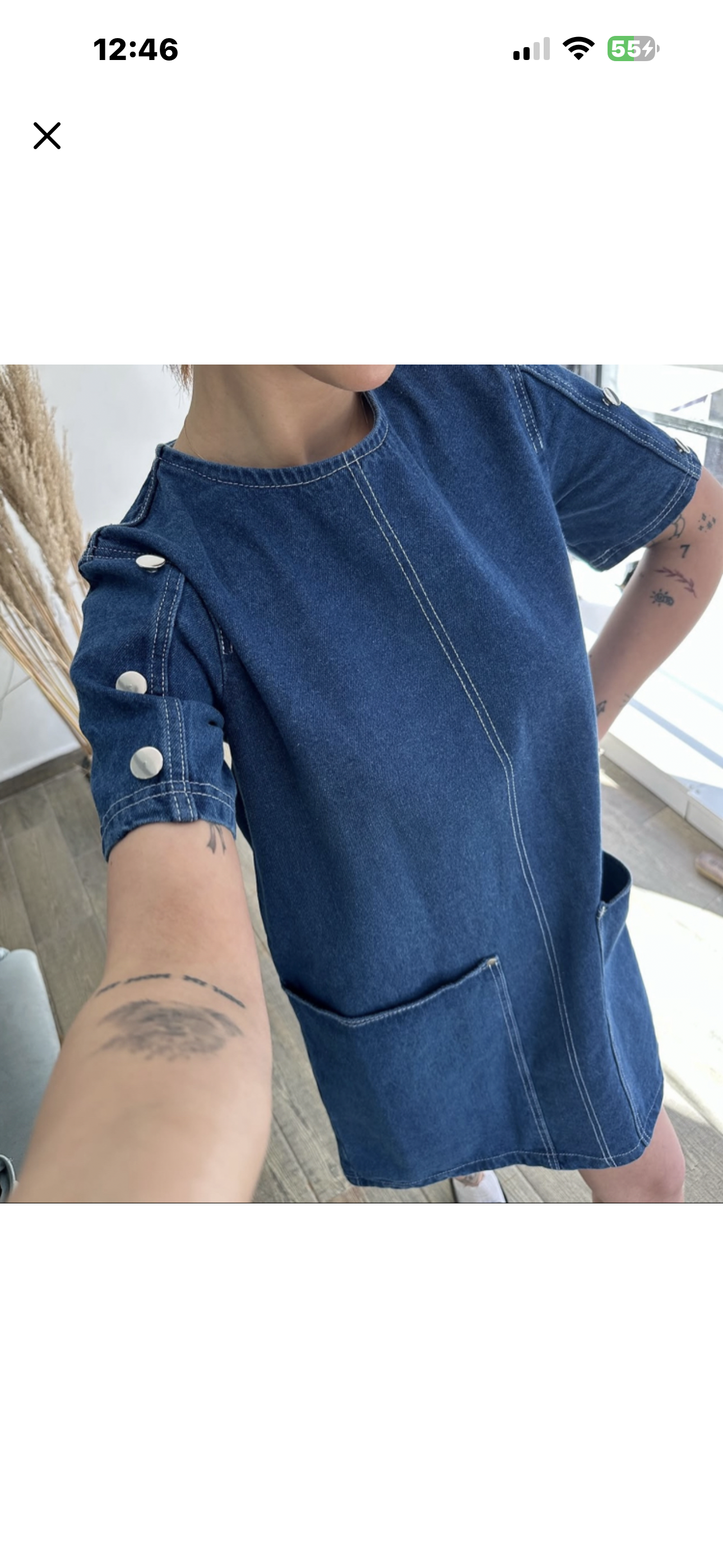 Cep Detaylı Denim Mini Elbise