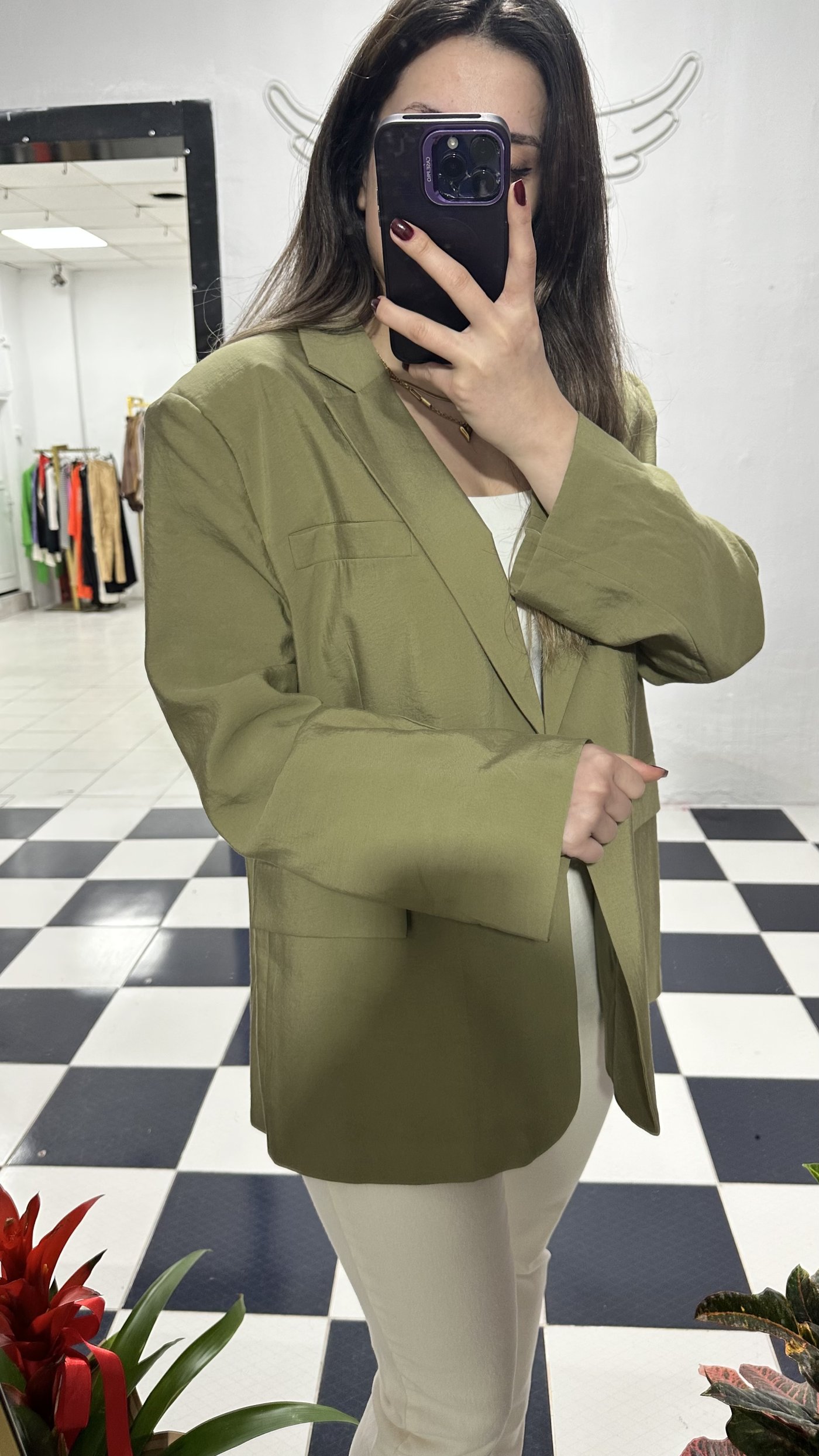 Haki Oversize Blazer Ceket