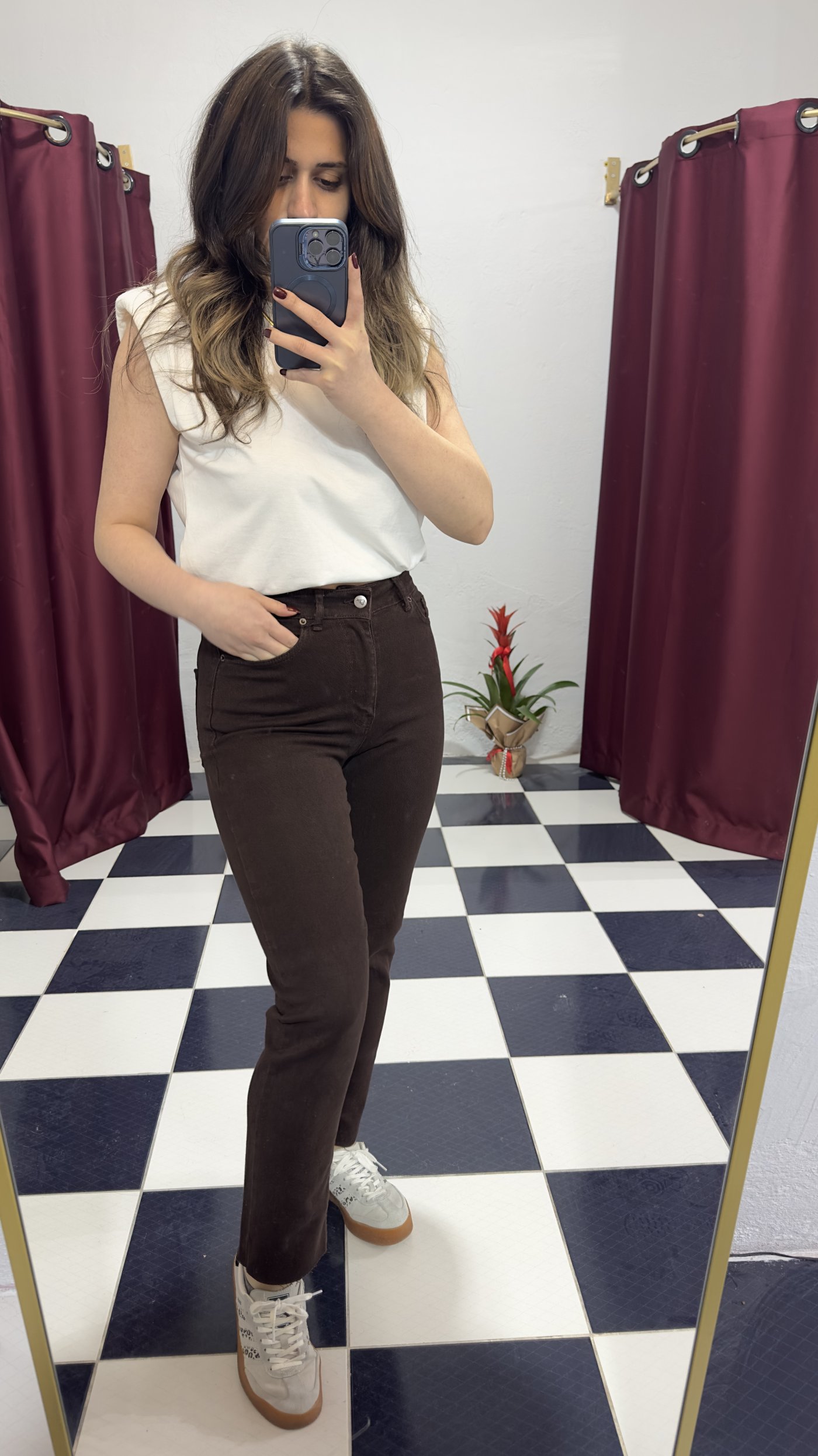Kahve Yüksek Bel Skinny Jean