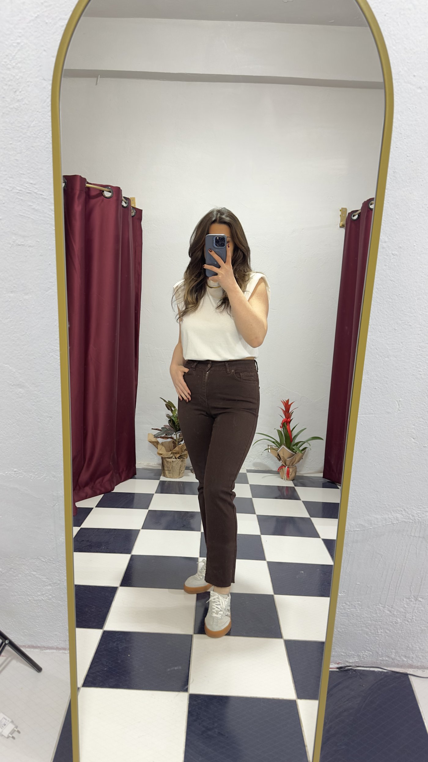 Kahve Yüksek Bel Skinny Jean