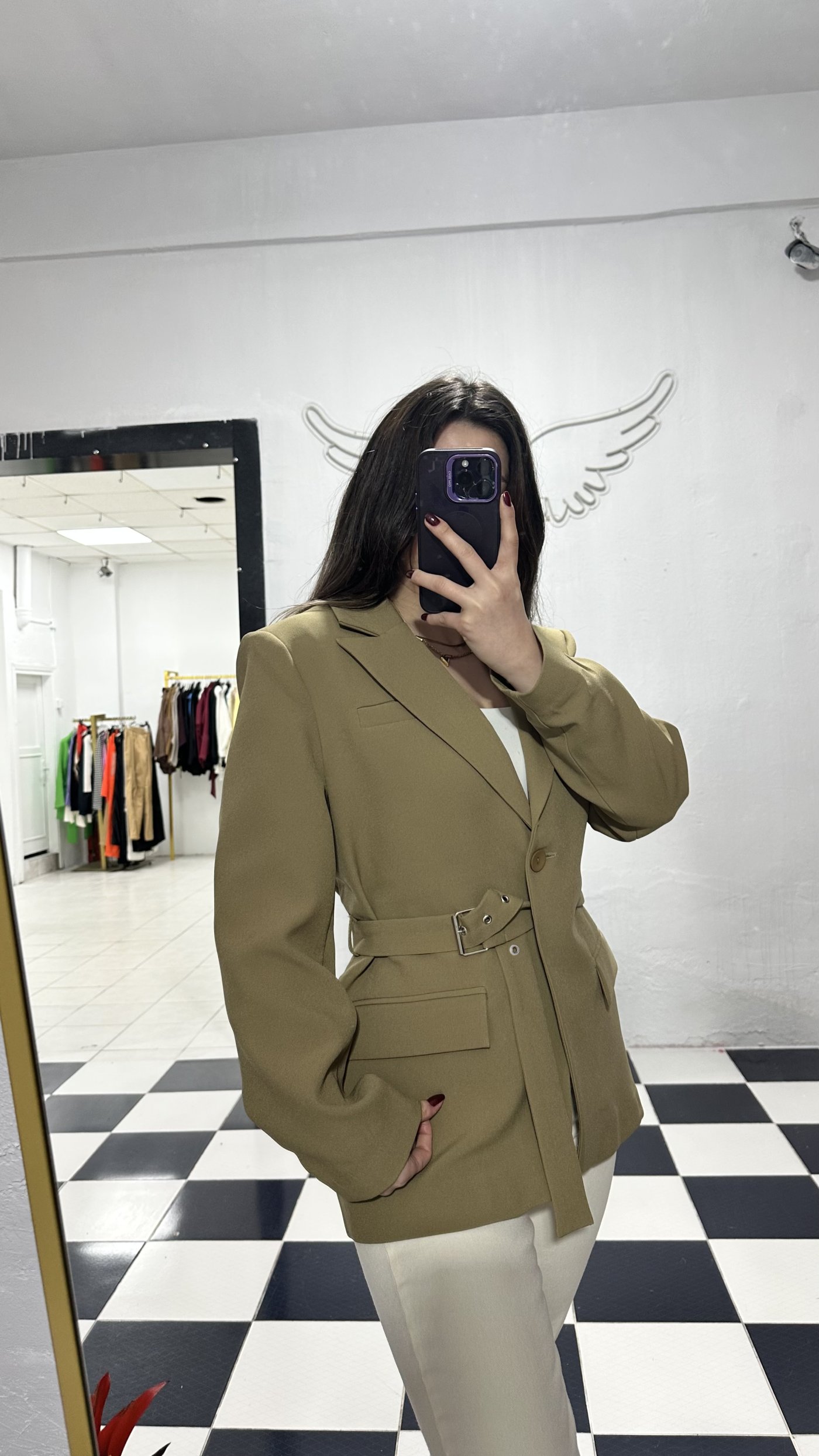 Kemer detaylı blazer ceket