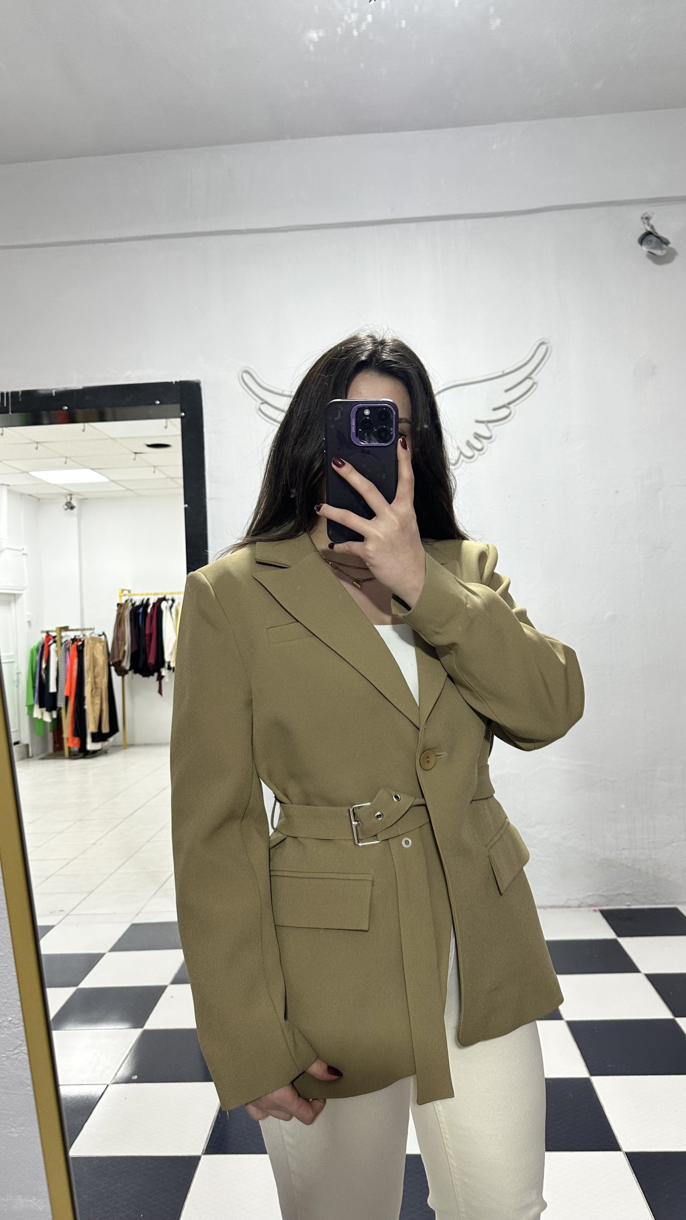 Kemer detaylı blazer ceket