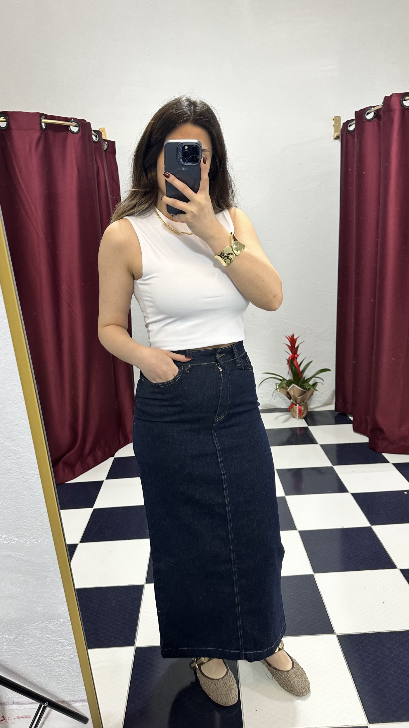 Koyu lacivert maxi etek
