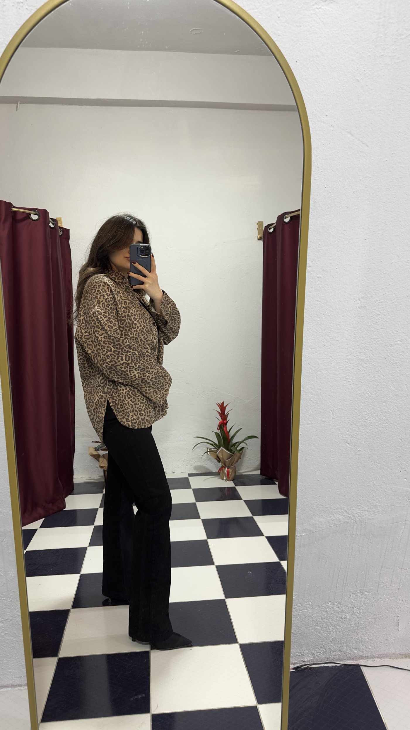 Leopar Desen Oversize Gömlek Ceket