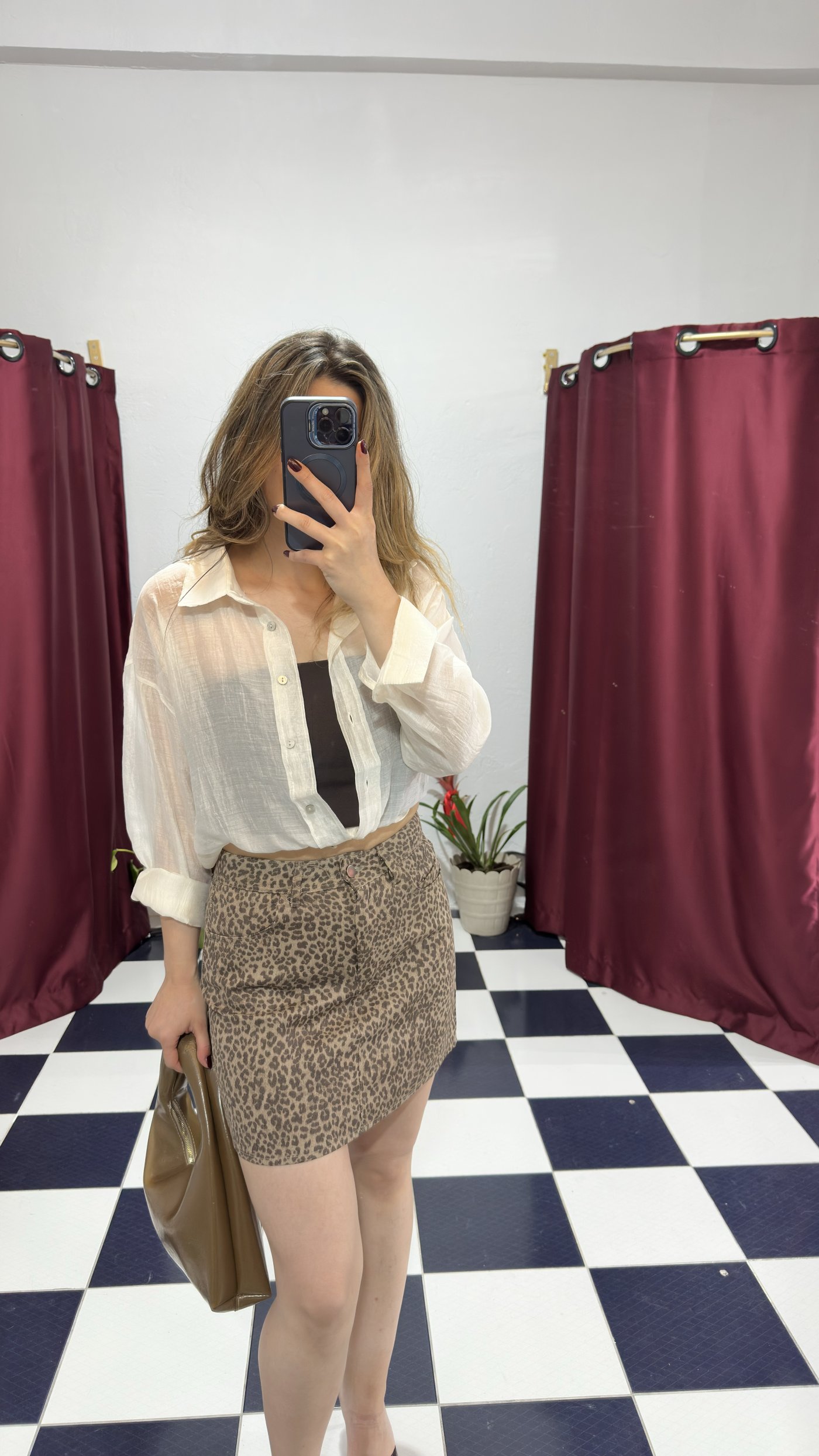 Leopar Desenli Mini Etek