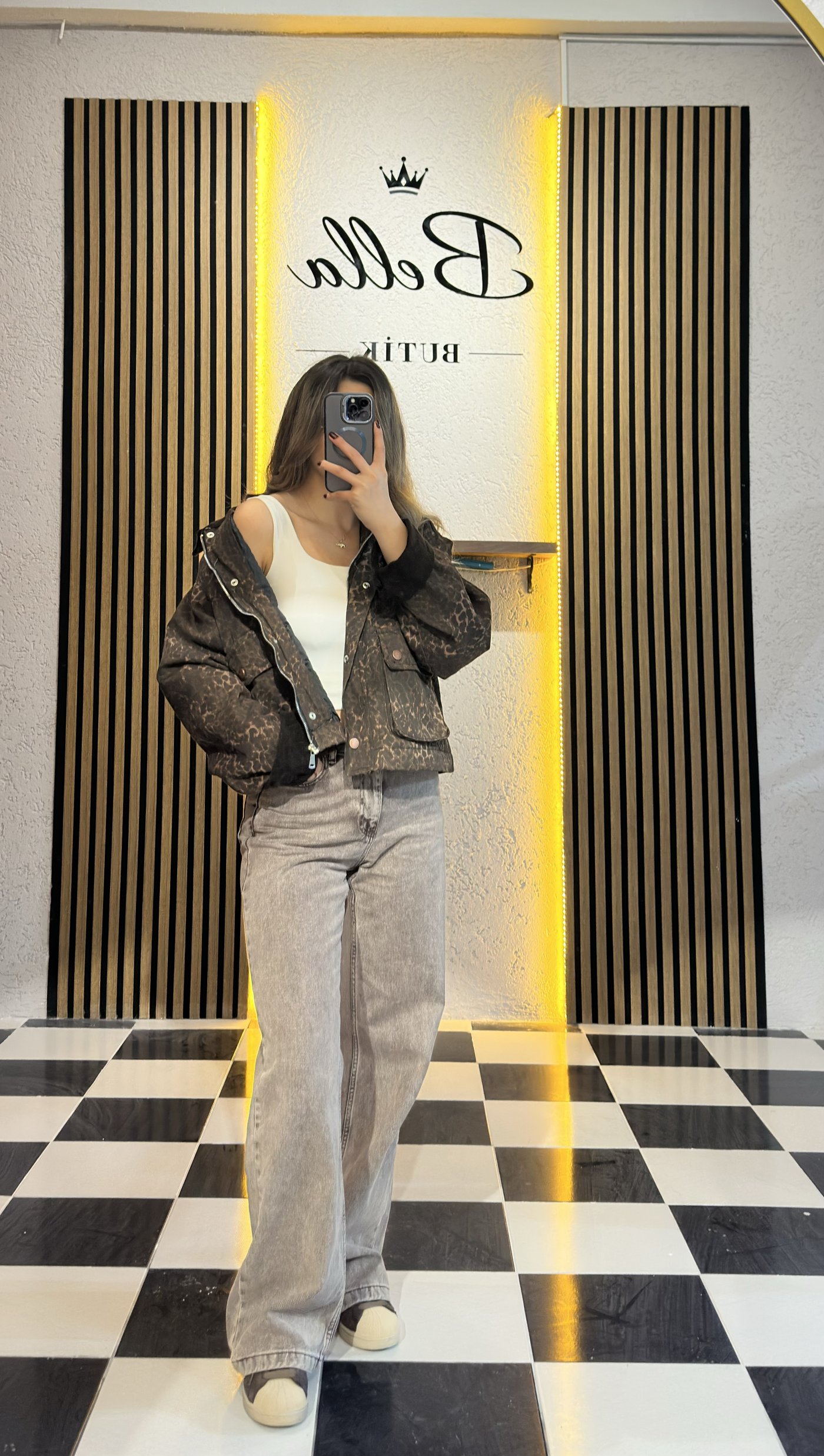 Leopar Desenli Oversize Bomber Ceket