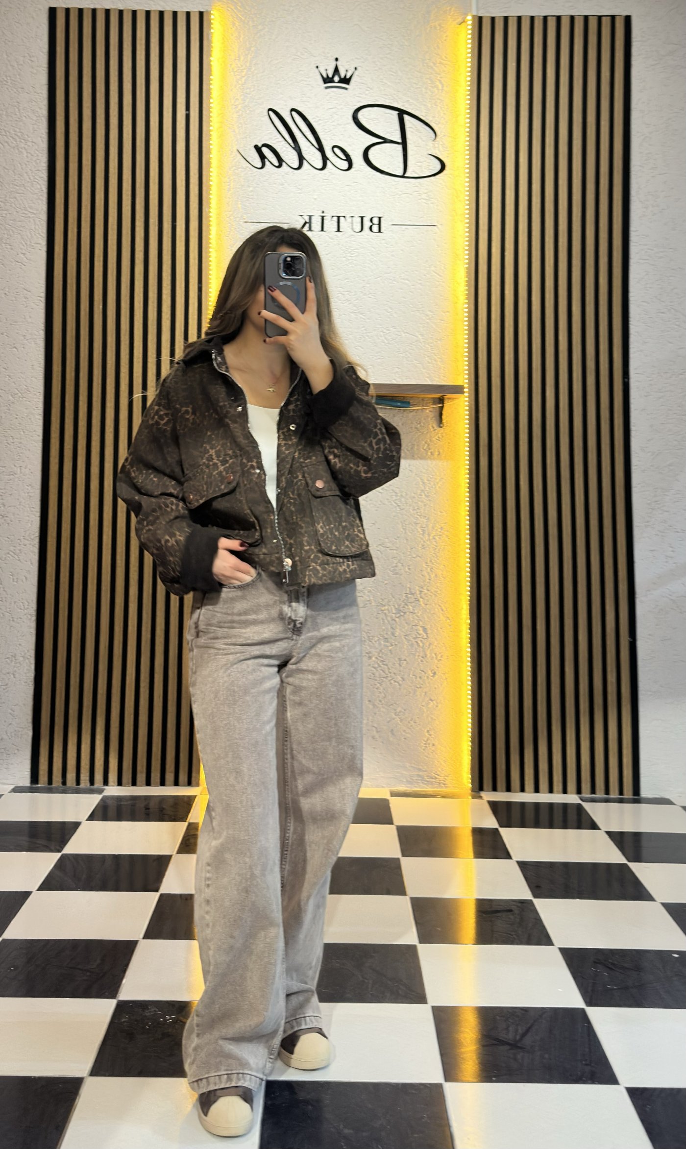 Leopar Desenli Oversize Bomber Ceket