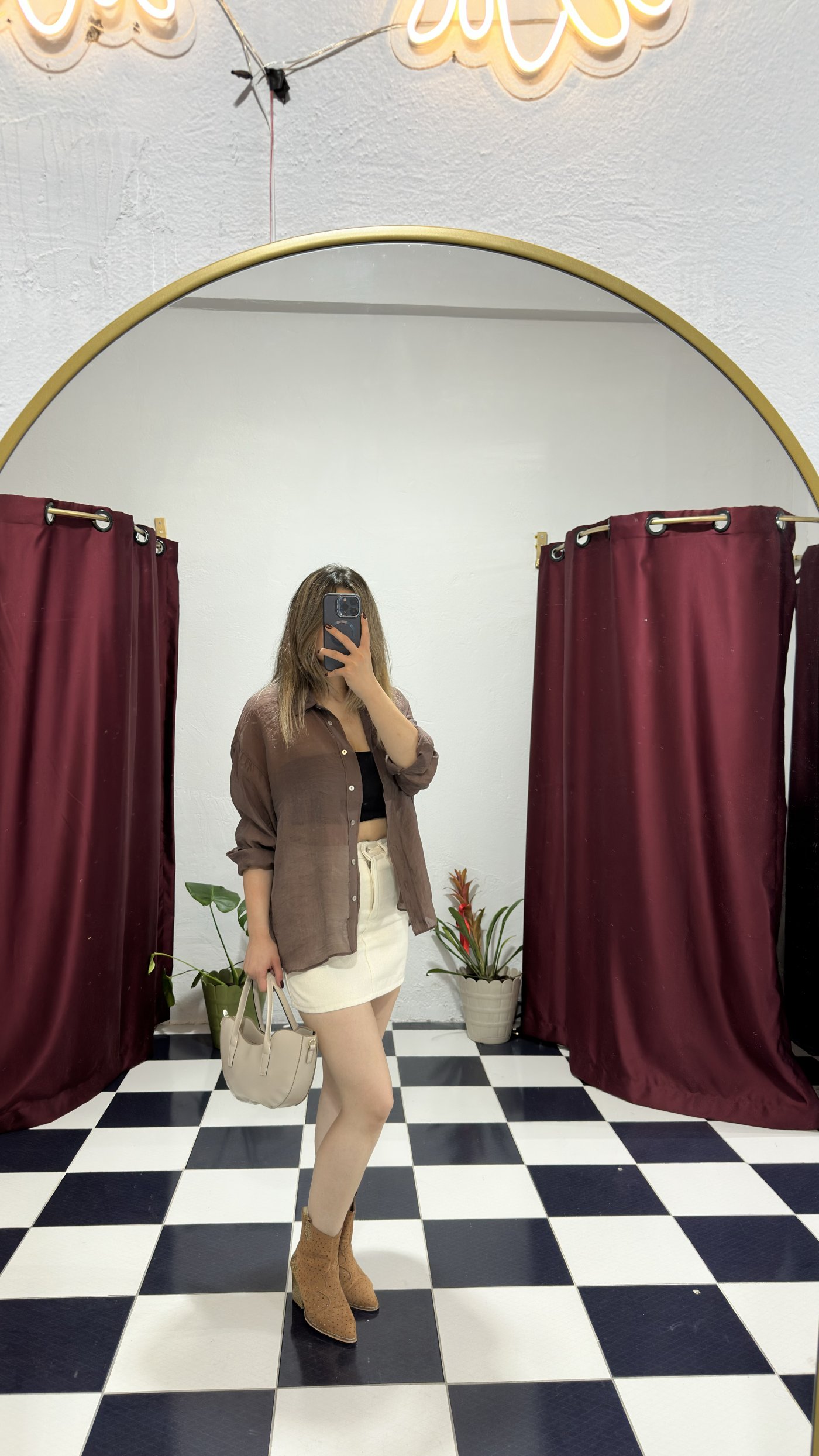 Moka Keten Dokulu Oversize Gömlek