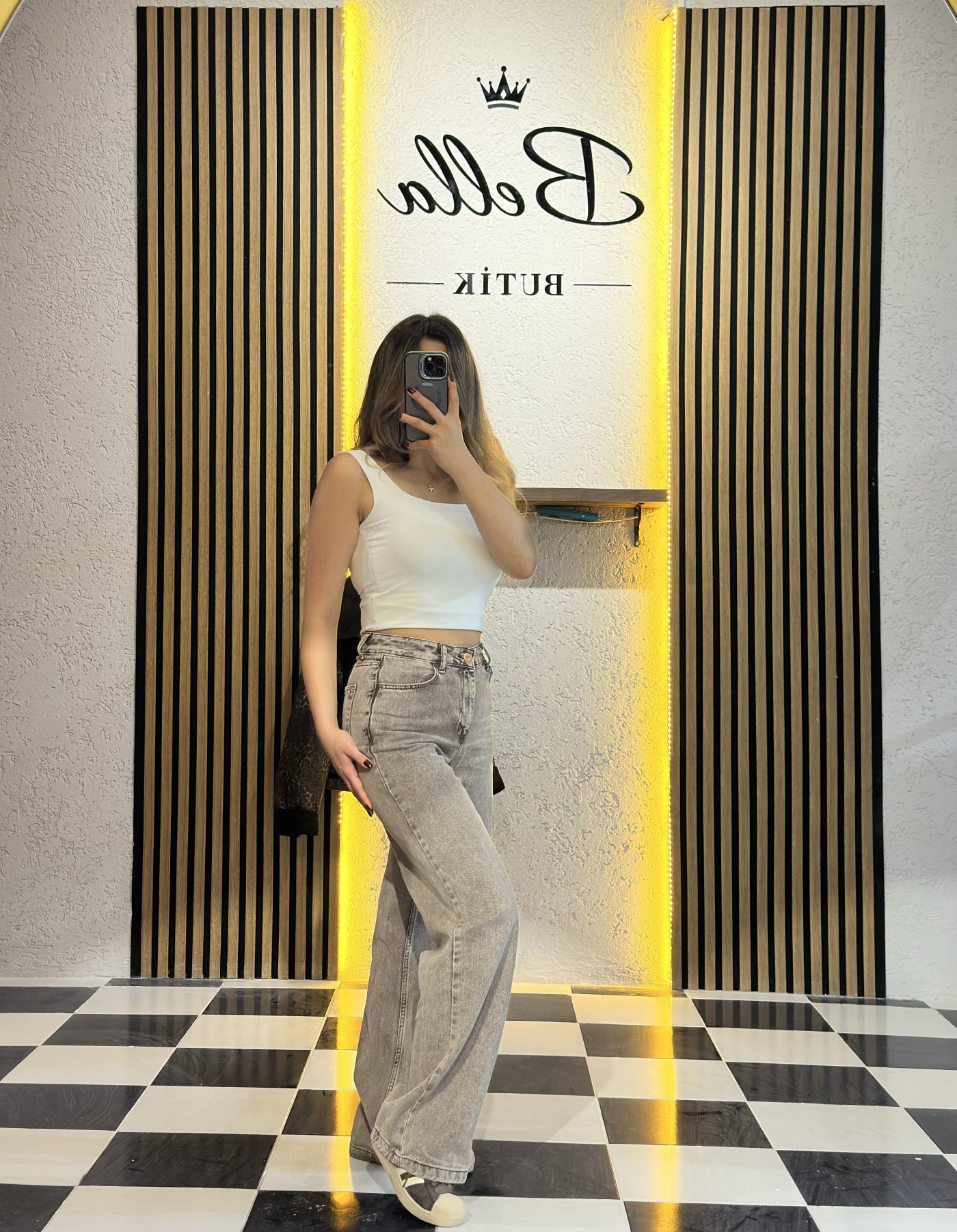 Moka Yıkamalı Yüksek Bel Wide Leg Jean